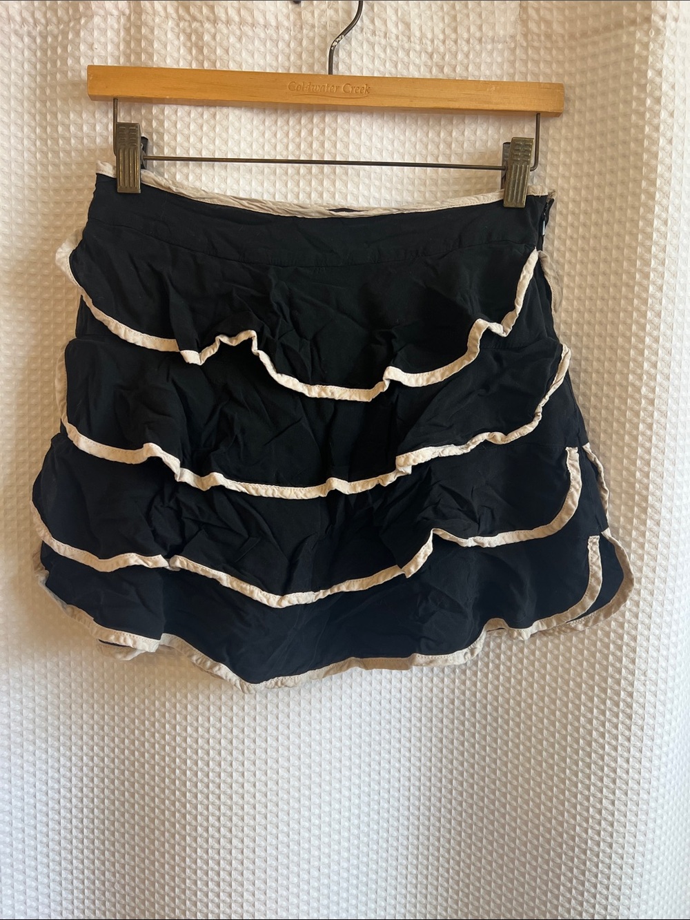 hazel Black Tiered Ruffle Skirt with Cream Trim